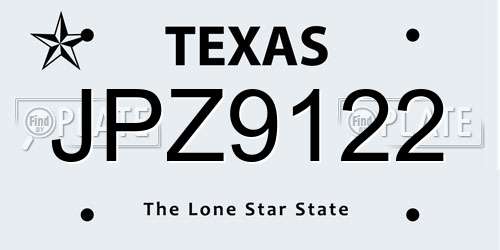JPZ9122 Texas License Plate