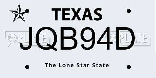 JQB94D Texas License Plate