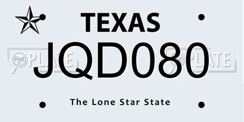 JQD080 Texas License Plate