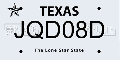 JQD08D Texas License Plate