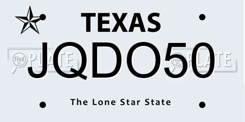 JQDO50 Texas License Plate