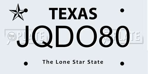 JQDO80 Texas License Plate