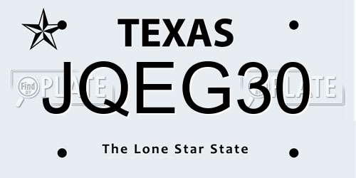 JQEG30 Texas License Plate