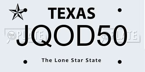 JQOD50 Texas License Plate