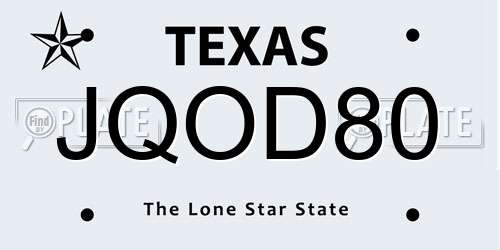 JQOD80 Texas License Plate