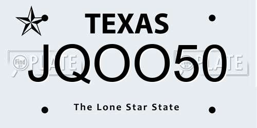 JQOO50 Texas License Plate