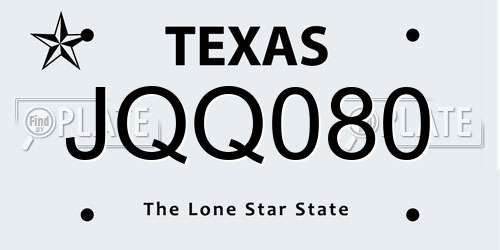 JQQ080 Texas License Plate