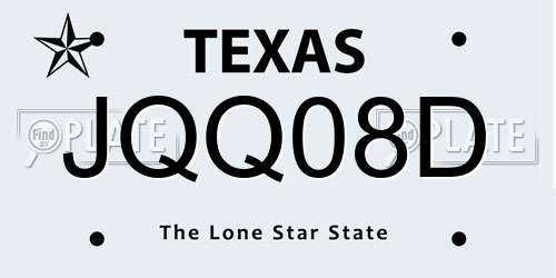 JQQ08D Texas License Plate