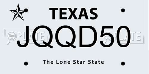 JQQD50 Texas License Plate