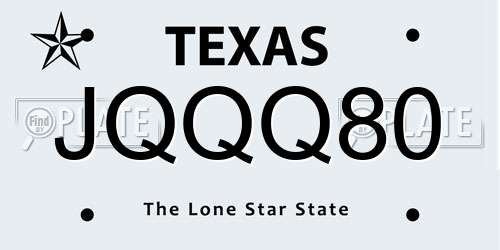 JQQQ80 Texas License Plate