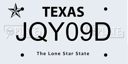 JQY09D Texas License Plate