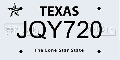 JQY720 Texas License Plate