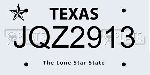 JQZ2913 Texas License Plate