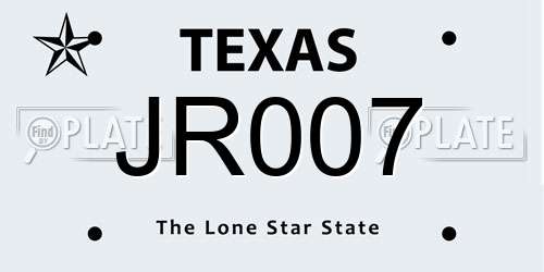 JR007 Texas License Plate
