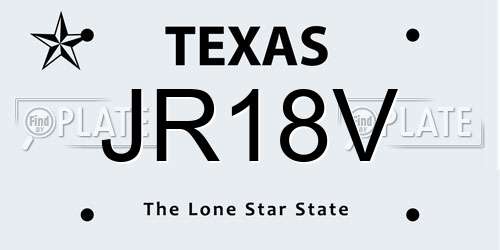 JR18V Texas License Plate