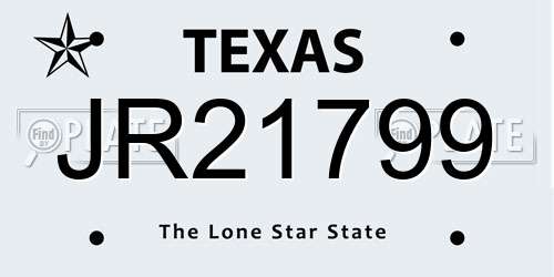 JR21799 Texas License Plate