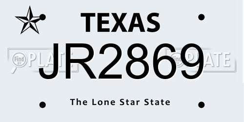 JR2869 Texas License Plate