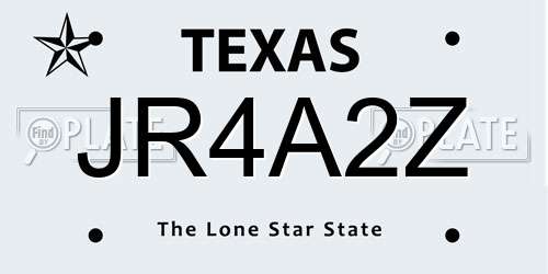 JR4A2Z Texas License Plate