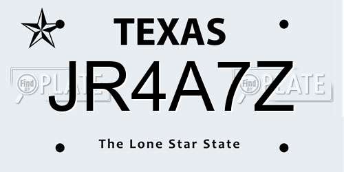 JR4A7Z Texas License Plate