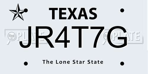 JR4T7G Texas License Plate