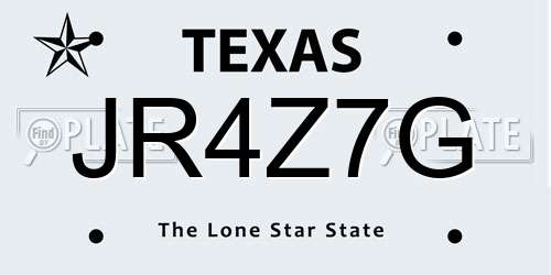 JR4Z7G Texas License Plate