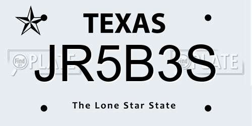 JR5B3S Texas License Plate