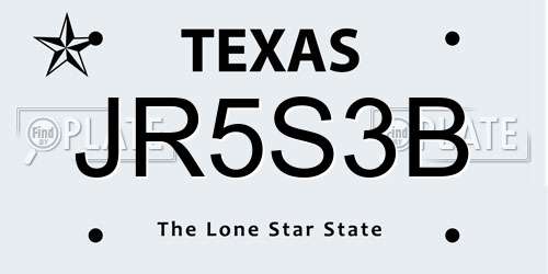 JR5S3B Texas License Plate