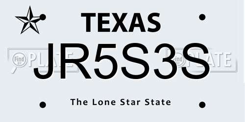JR5S3S Texas License Plate