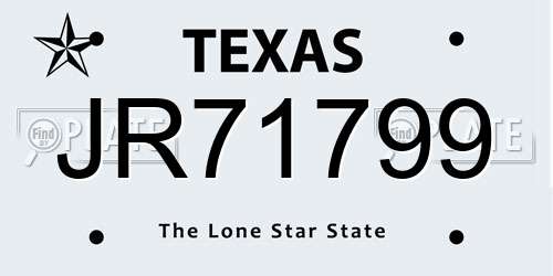 JR71799 Texas License Plate