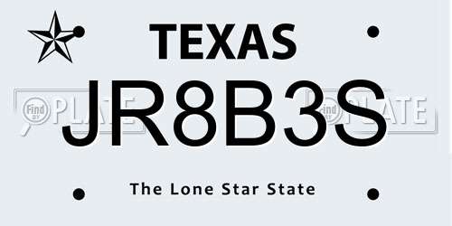 JR8B3S Texas License Plate