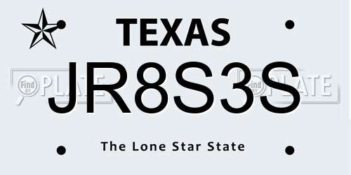 JR8S3S Texas License Plate