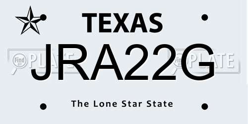 JRA22G Texas License Plate