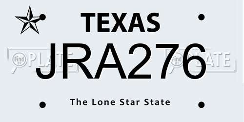 JRA276 Texas License Plate
