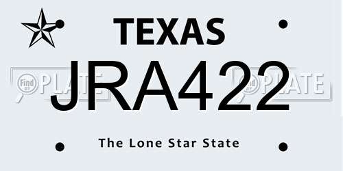 JRA422 Texas License Plate