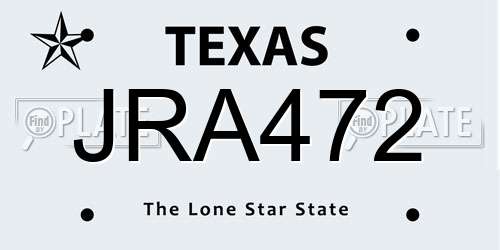 JRA472 Texas License Plate