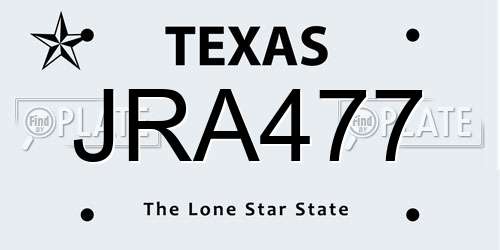 JRA477 Texas License Plate