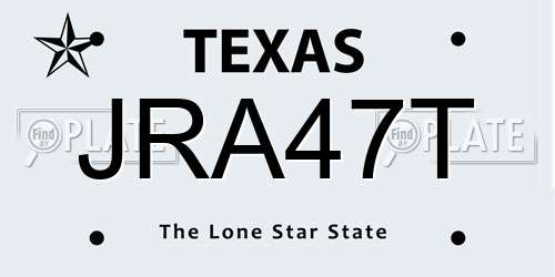 JRA47T Texas License Plate