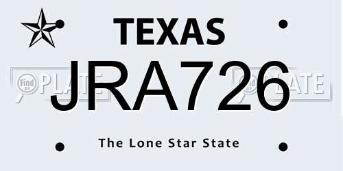 JRA726 Texas License Plate