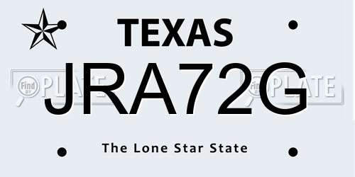 JRA72G Texas License Plate