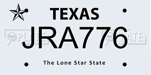 JRA776 Texas License Plate