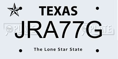 JRA77G Texas License Plate