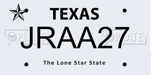 JRAA27 Texas License Plate