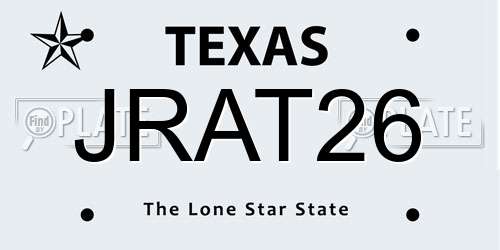 JRAT26 Texas License Plate