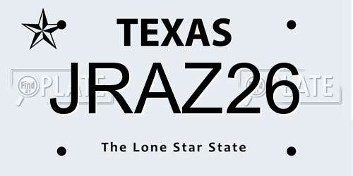 JRAZ26 Texas License Plate