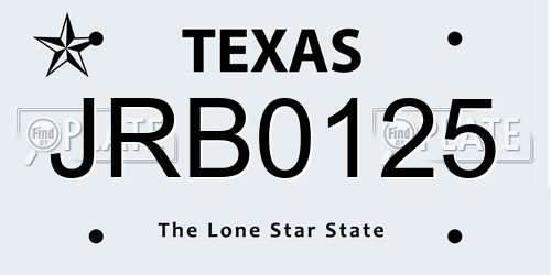 JRB0125 Texas License Plate