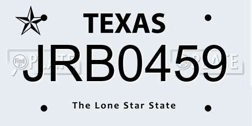 JRB0459 Texas License Plate