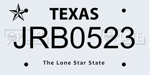 JRB0523 Texas License Plate