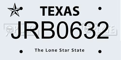 JRB0632 Texas License Plate