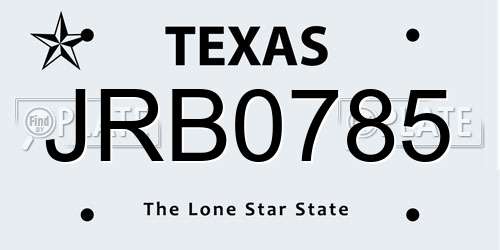 JRB0785 Texas License Plate