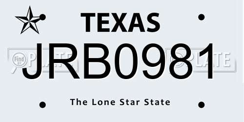 JRB0981 Texas License Plate